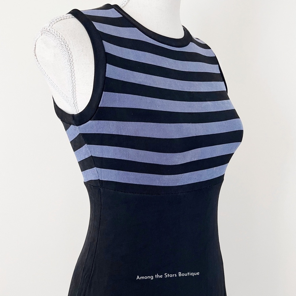 FLAWED GEM Rare Vintage 90s Jersey Knit Striped Dress Alt. ASO Rachel in Friends - Picture 9 of 14
